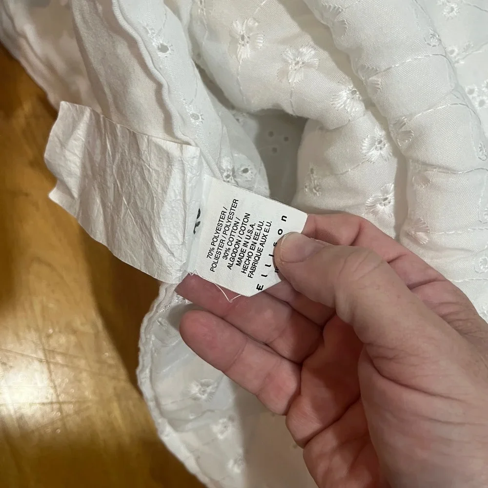 Ellison Vintage White Eyelet Floral Full Comforter Sham and‎ Sheet Set 70/30 USA
